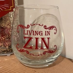 NWOT “Living In Zin” Stemless Wine Glass